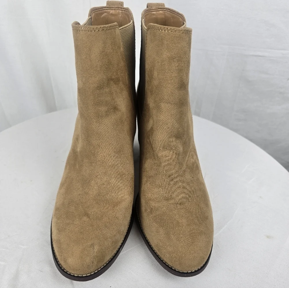 J.Crew Tan Suede Ankle Heeled Boots Sz 9